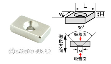 ネオジウム磁石 12×7×3（M2皿ねじ穴）