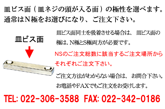 N極とＳ極とご注文方法のの説明