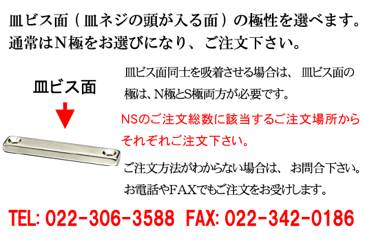 N極とＳ極とご注文方法のの説明