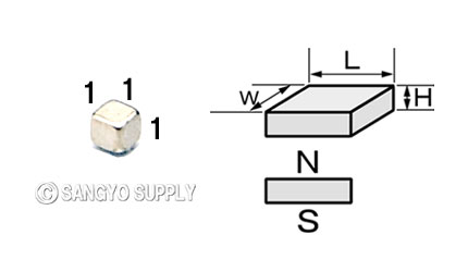 ネオジウム磁石1&times;1&times;1　150℃耐熱材
